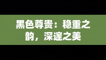 黑色尊貴：穩(wěn)重之韻，深邃之美