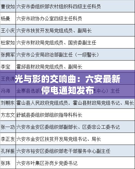 光與影的交響曲：六安最新停電通知發(fā)布