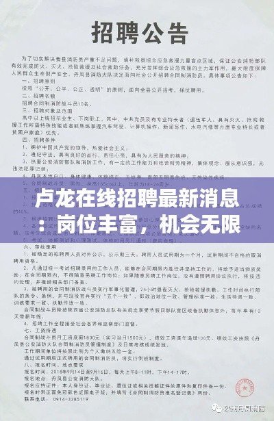 盧龍在線招聘最新消息：崗位豐富，機會無限