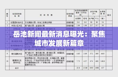 岳池新聞最新消息曝光：聚焦城市發(fā)展新篇章