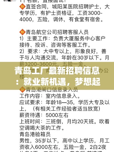 青島工廠最新招聘信息：就業(yè)新機(jī)遇，夢想起航地