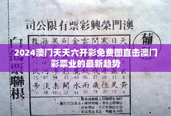 2024澳門天天六開彩免費(fèi)圖直擊澳門彩票業(yè)的最新趨勢