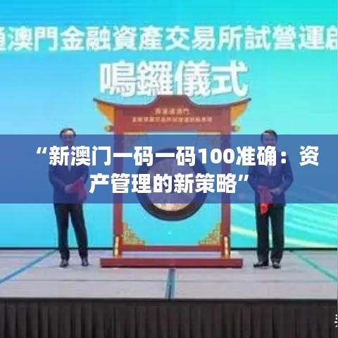 “新澳門一碼一碼100準確：資產(chǎn)管理的新策略”
