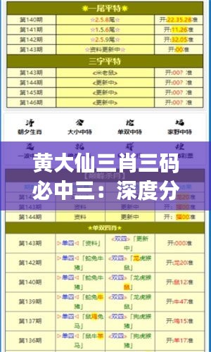 黃大仙三肖三碼必中三：深度分析其潛在的真實性