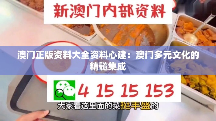 澳門正版資料大全資料心建：澳門多元文化的精髓集成