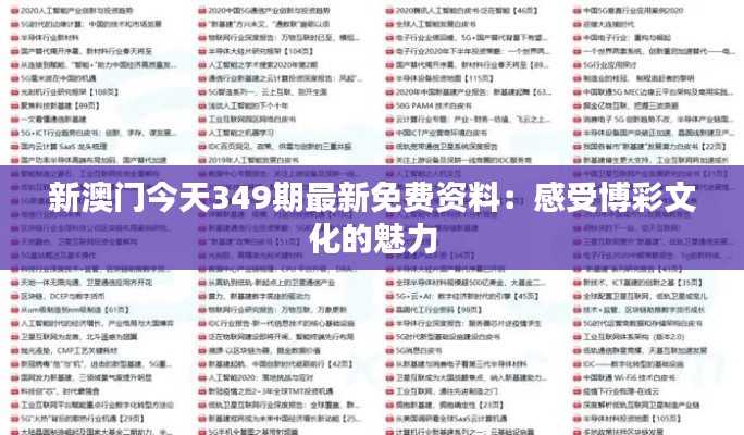 新澳門今天349期最新免費資料：感受博彩文化的魅力