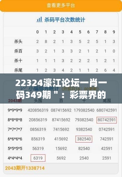 22324濠江論壇一肖一碼349期＂：彩票界的數(shù)字革命