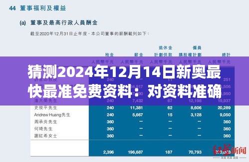 猜測2024年12月14日新奧最快最準(zhǔn)免費資料：對資料準(zhǔn)確性的極致追求