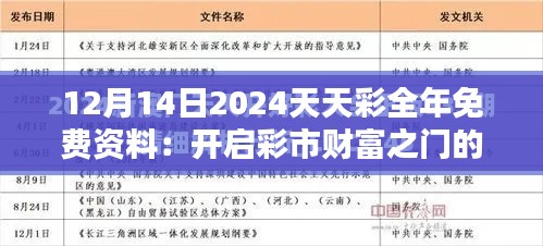 12月14日2024天天彩全年免費資料：開啟彩市財富之門的金鑰匙