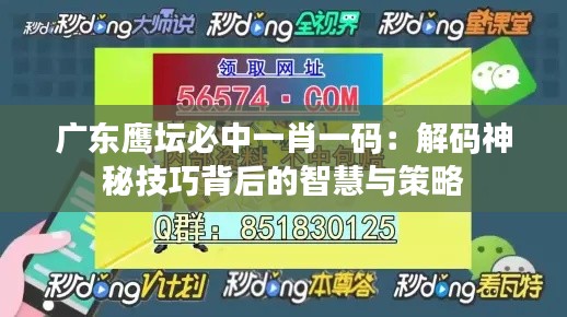 廣東鷹壇必中一肖一碼：解碼神秘技巧背后的智慧與策略