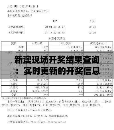 新澳現(xiàn)場開獎結(jié)果查詢：實時更新的開獎信息增加了參與感