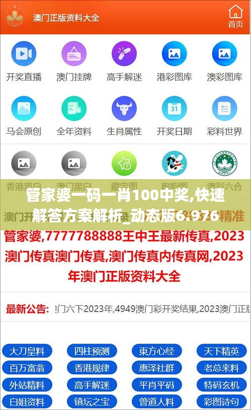 管家婆一碼一肖100中獎,快速解答方案解析_動態(tài)版6.976