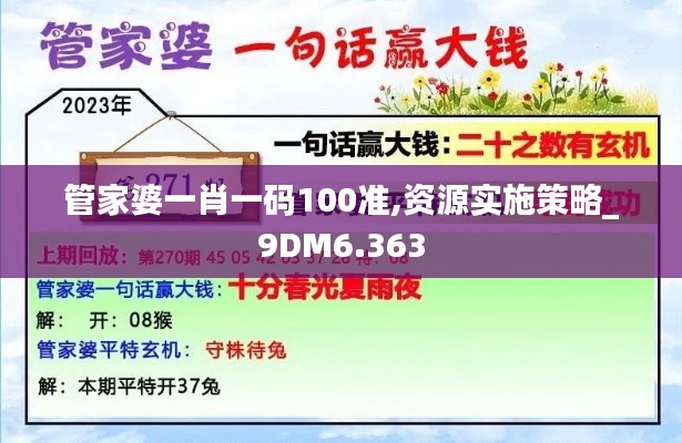 管家婆一肖一碼100準(zhǔn),資源實(shí)施策略_9DM6.363