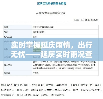 實時掌握延慶雨情，出行無憂——延慶實時雨況查詢指南