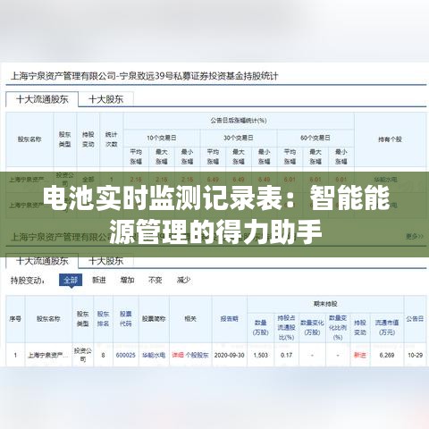 電池實時監(jiān)測記錄表：智能能源管理的得力助手