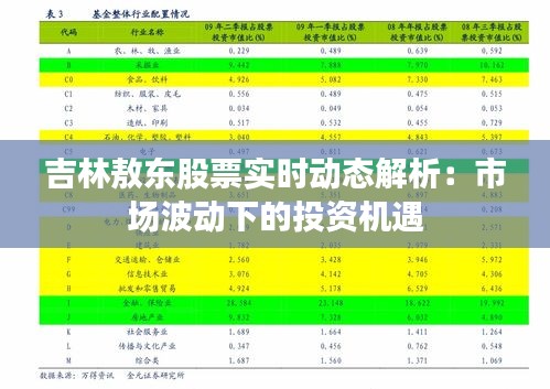 吉林敖東股票實時動態(tài)解析：市場波動下的投資機(jī)遇