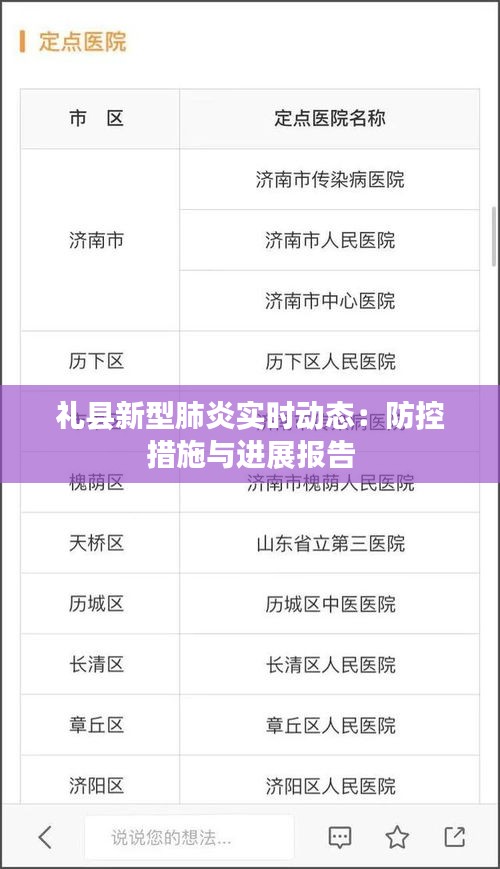 禮縣新型肺炎實(shí)時(shí)動(dòng)態(tài)：防控措施與進(jìn)展報(bào)告