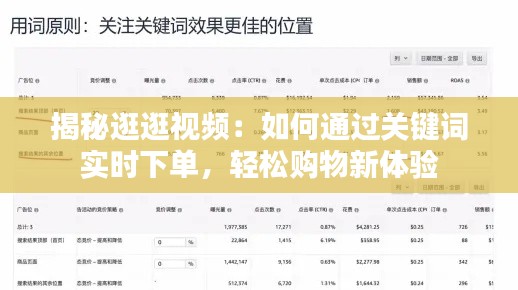 揭秘逛逛視頻：如何通過關(guān)鍵詞實時下單，輕松購物新體驗