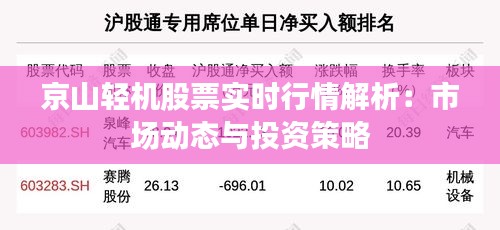京山輕機(jī)股票實(shí)時(shí)行情解析：市場動態(tài)與投資策略
