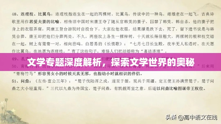 文學(xué)專題深度解析，探索文學(xué)世界的奧秘