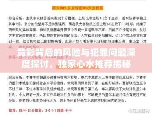 競彩背后的風(fēng)險與犯罪問題深度探討，獨家心水推薦揭秘