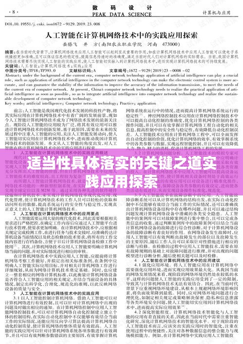 適當(dāng)性具體落實的關(guān)鍵之道實踐應(yīng)用探索