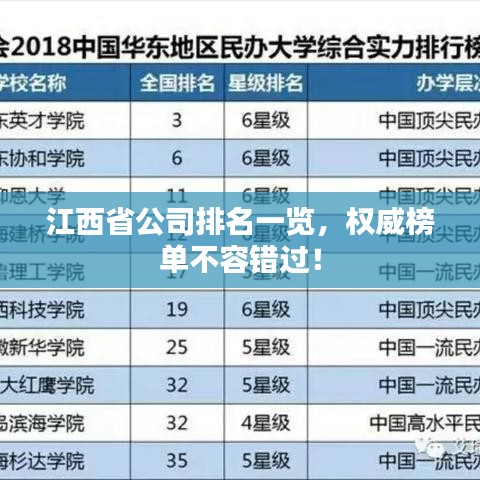 江西省公司排名一覽，權(quán)威榜單不容錯(cuò)過！