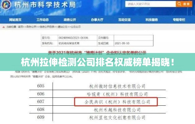 杭州拉伸檢測公司排名權(quán)威榜單揭曉！