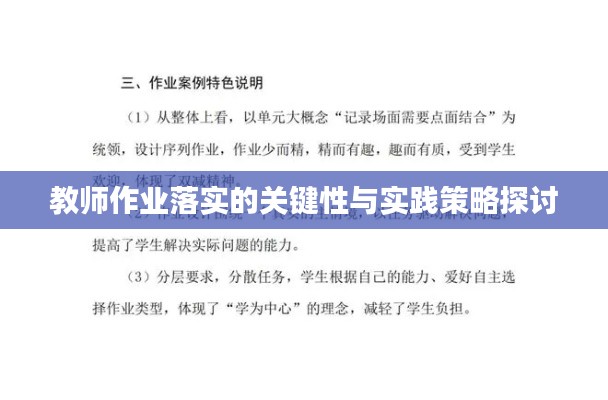 教師作業(yè)落實(shí)的關(guān)鍵性與實(shí)踐策略探討