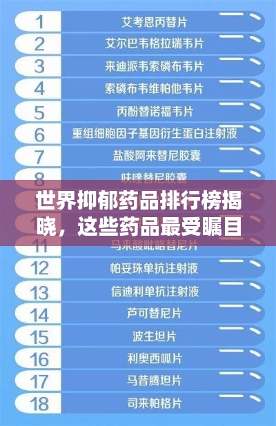 世界抑郁藥品排行榜揭曉，這些藥品最受矚目