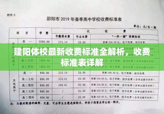 建陽體校最新收費(fèi)標(biāo)準(zhǔn)全解析，收費(fèi)標(biāo)準(zhǔn)表詳解