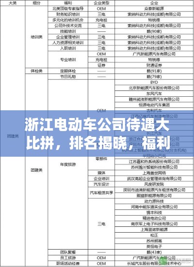 浙江電動車公司待遇大比拼，排名揭曉，福利驚人！