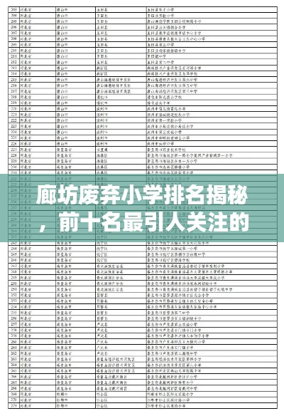 廊坊廢棄小學(xué)排名揭秘，前十名最引人關(guān)注的小學(xué)舊址