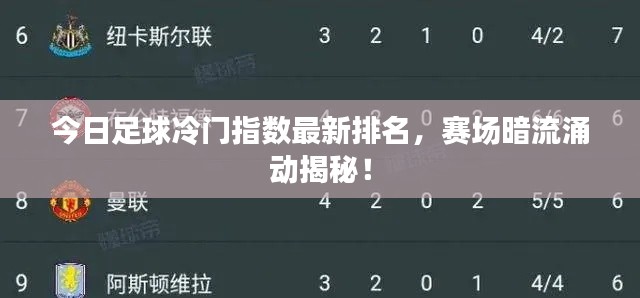今日足球冷門指數最新排名，賽場暗流涌動揭秘！