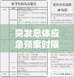 突發(fā)總體應(yīng)急預(yù)案時限詳解，重要性及應(yīng)用實例分析