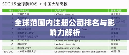 全球范圍內(nèi)注冊(cè)公司排名與影響力解析