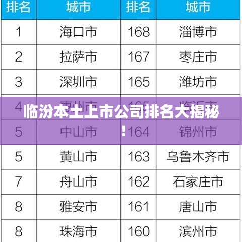 臨汾本土上市公司排名大揭秘！