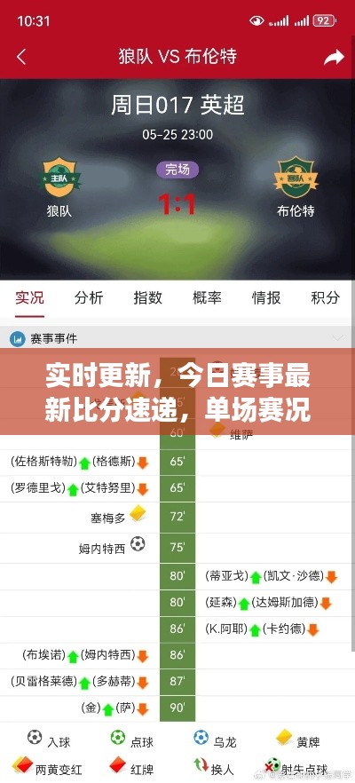 實(shí)時(shí)更新，今日賽事最新比分速遞，單場(chǎng)賽況緊張激烈