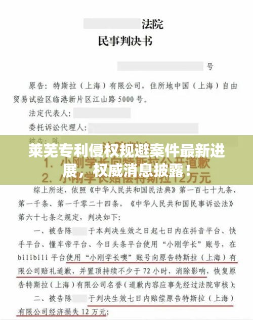 萊蕪專利侵權(quán)規(guī)避案件最新進展，權(quán)威消息披露！